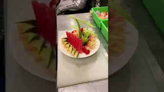 Watermelon, Cantaloupe, Peaches创意水果拼盘 #diy #手作り #手工 #艺术 #art #creativity #食物 #food #拼盘 #水果 #friut