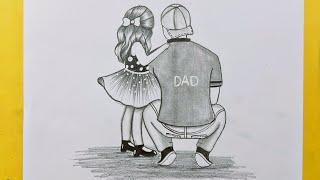 Father-Daughter Love: Heart warming Drawing | How to draw father & daughter | Heart touching drawing