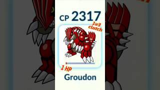 1HP Groudon Clutches 1v3 against Grunt  #PokemonGO #pokemon #youtubeshorts