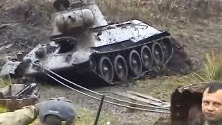 Подъем из болота огнеметного танка Т-34