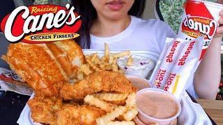 ASMR EATING RAISING CANE'S CHICKEN FINGERS SOUNDS CAR MUKBANG 먹방 WHISPERING TWILIGHT SHOW