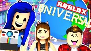 OUR FIRST TIME AT UNIVERSAL STUDIOS IN ROBLOX! WE JUMP OFF A ROLLER COASTER! (Roblox Roleplay)