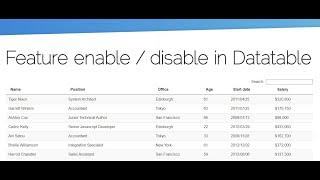 Ordering into data table |  Hide column |  Enable disable feature into the database