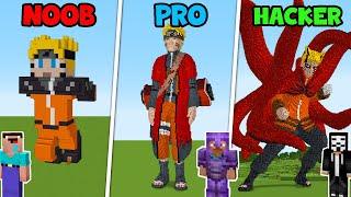 Minecraft STATUE NARUTO HOUSE BUILD CHALLENGE : NOOB vs PRO vs HACKER / Animation