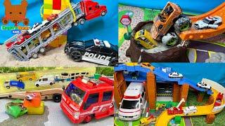 Police Car Trapped Car Carriers & Diecast Cars【Kuma's Bear Kids】