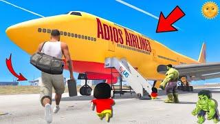 GTA 5 : Shinchan First PLANE Experience With Franklin & Hulk In GTA 5  | GTA5 Mods