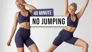 40 MIN NO JUMPING HIIT + CORE Workout - Full Body No Equipment, No Repeat, No Talking Home Workout