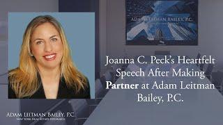 Joanna C  Peck’s Heartfelt Speech After Making Partner at Adam Leitman Bailey, P.C.