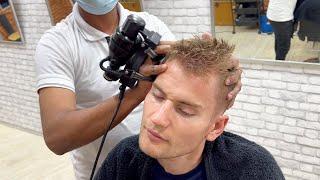 INDIAN BARBER  gives me HEAD MASSAGE with CRAZY MACHINE + Neck Crack (ASMR)