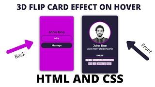 3D Flip Card Effect On Hover - HTML and CSS only