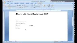 How to add Check box  at word 2007