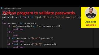 Python program to validate passwords