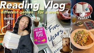 reading DIFFERENT GENRES for a week! ️ [ *spoiler free* Reading Vlog ]