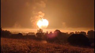 HUGE EXPLOSION  at Russian munitions depot in  Tver region following another Ukrainian droneattack.