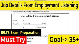 Job Details From Employment Agency Listening | IELTS Listening | listening ielts |  listening