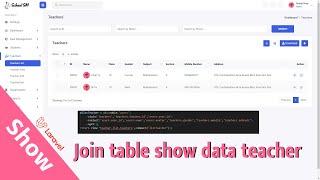 Join table show list data teacher Laravel | School  System