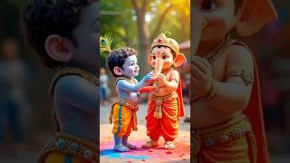 Ganpati Play Holi with krishna️ #ganpatibappamorya #ganesh #ganpati #shorts #viralshorts
