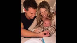 Hollywood superstars Taylor Lautner and Taylor Dome with kid cute pics #hollywoodcouple#