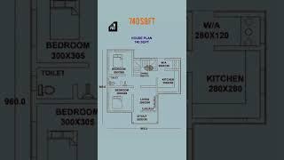 740 sqft house plan #shorts #hbg