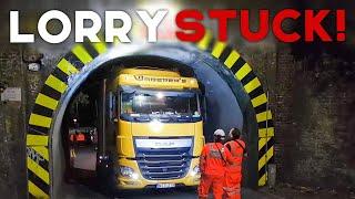 UNBELIEVABLE UK LORRY DRIVERS | Lorry Gets Stuck In Narrow Lane, Trailer Crashes Into 2 Trucks! #24