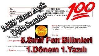 5.sınıf Fen 1.dönem 1.yazılı açık uçlu Sorular ve Cevapları