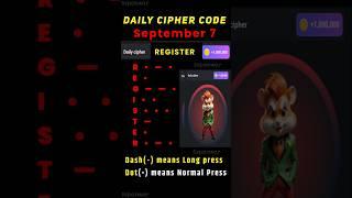 Daily cipher hamster kombat today | 7 September hamster kombat daily cipher combo | 5 million coins