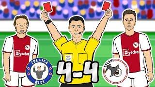 2 SENT OFF! 4-4! Chelsea vs Ajax (Champions League 2019 Parody Goals Highlights 2 Red Cards)