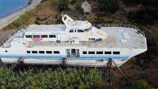 abandoned catamaran on Kos island since the mid 1990"s