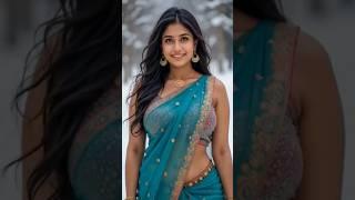 Is She Real or Just a Winter Dream? ️ Saree in the Snow Will Shock You! 