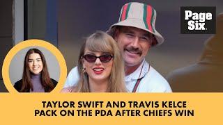 Taylor Swift and Travis Kelce pack on the PDA after Chiefs win