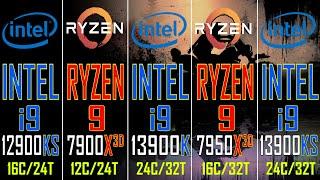 INTEL i9 12900KS vs RYZEN 9 7900X3D vs INTEL i9 13900K vs RYZEN 9 7950X3D vs INTEL i9 13900KS ||