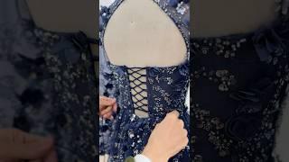 Custom orders. Corset long sleeves illusion dark navy prom dress #sewing #dress #gown #prom #fashion