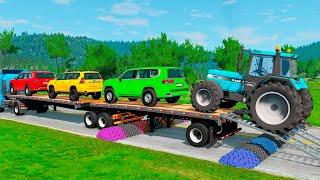 Flatbed Truck Mcqueen  Transportation with Truck   Pothole vs Car №22   BeamNG Drive