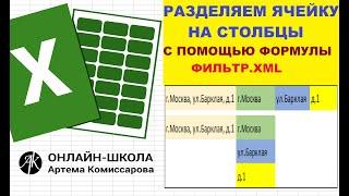 Разбиваем ячейку в EXCEL на несколько столбцов с помощью формулы (ФИЛЬТР.XML)