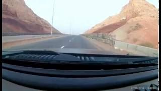 Car driving in UAE, Road trip Dubai to Fujairah through scenic Mountains.