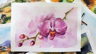 Мастер-класс по акварели. Рисуем орхидею. Как нарисовать орхидею. Watercolour painting tutorial