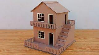 Making a Beautiful Small Cardboard House For School project|DIY Miniature Cardboard House |