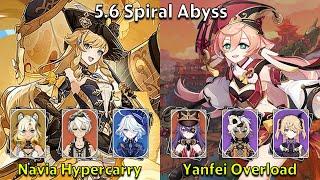 C0 Navia Hypercarry & C6 Yanfei Overload - Genshin Impact 5.6 Spiral Abyss Full Clear
