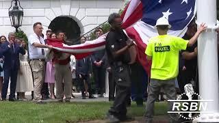 WATCH: Pres. Trump Watches the Second Flag is Raised on the North Side of the White House - 6/18/25