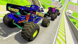 HT Gameplay # 32 | Epic High Speed Car Jumps & Mix Monster Trucks vs Giant Speed Bumps - Deep Water