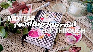 MIDYEAR BOOK JOURNAL FLIPTHROUGH 2024 | reading trackers - readathons - book collage spreads - BUJO