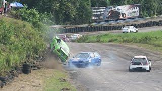 Accident at Dover raceway Jamaica. J. Steele (Honda Civic) and V. Bowla (BMW)