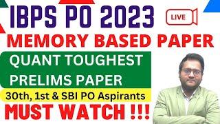 IBPS PO Prelims 2023 Memory Based Paper Quant | IBPS PO 2023 Quant Memory Based Paper | Harshal Sir