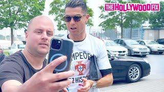 Cristiano Ronaldo Gets Upset & Pushes A Fan Back While Arriving At The Airport In Munich, Germany