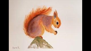 Painting a squirrel in watercolor | Белка акварелью