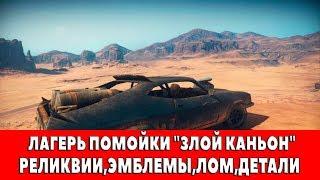 MAD MAX - ЛАГЕРЬ ПОМОЙКИ "ЗЛОЙ КАНЬОН" - ВСЕ ПРЕДМЕТЫ (РЕЛИКВИИ,ЭМБЛЕМЫ,ЛОМ)