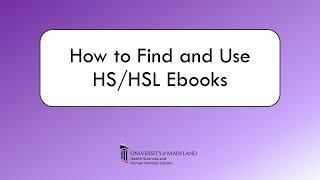 How to Find and Use HS/HSL Ebooks