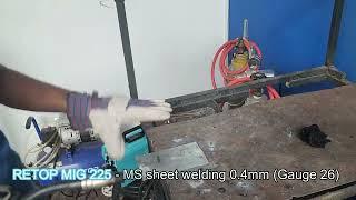 RETOP MIG 225 - thin sheet welding 0.4mm (Gauge 26)