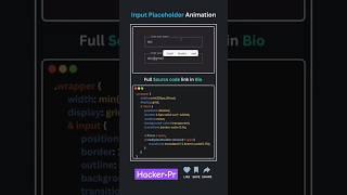 Input Placeholder Animation #coding #codehacker #web #webdesign #css #js #python #java #c #hackerpr