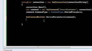 Using SqlCommandBuilder Derive Parameters Method